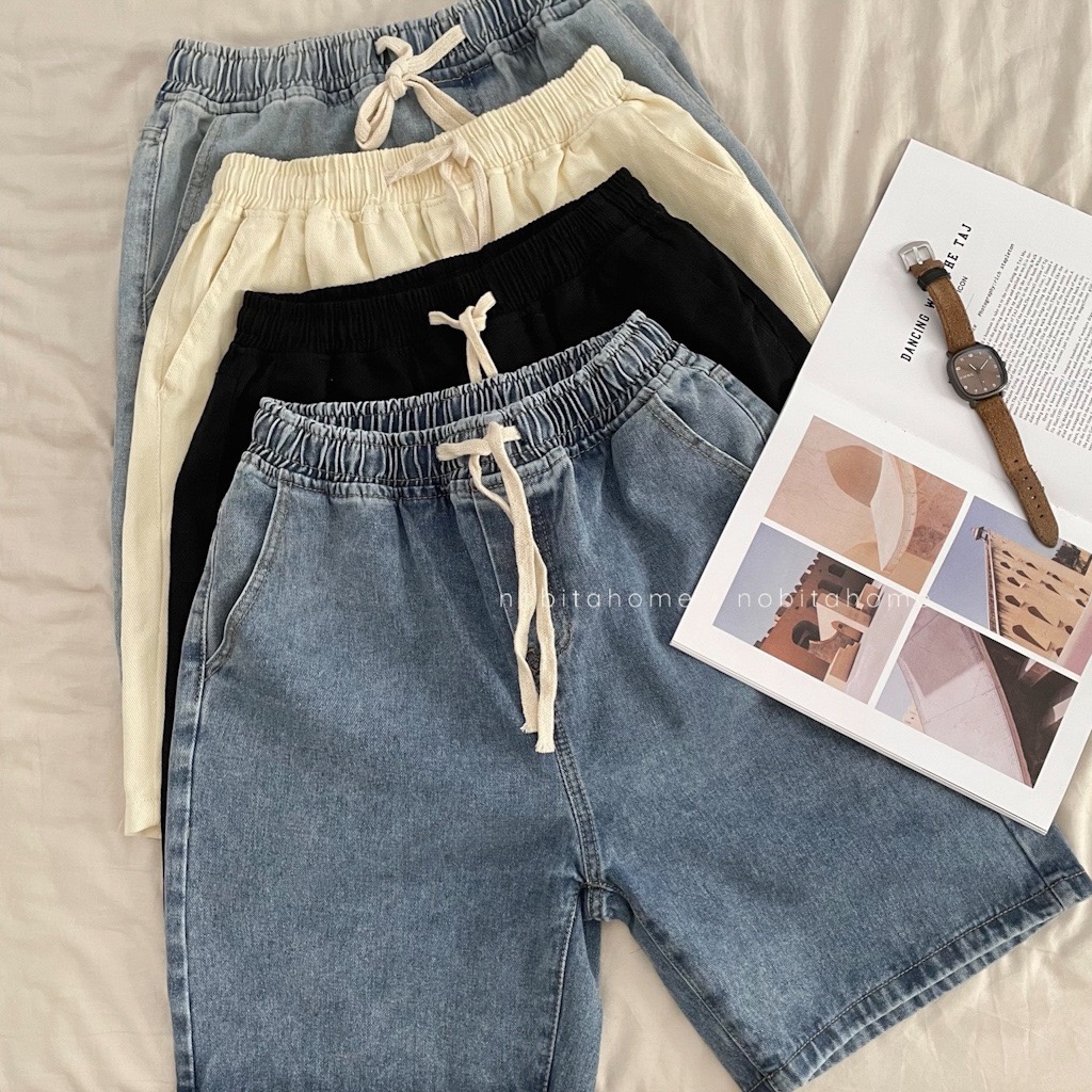 NOOBITA - Quần short jeans lưng chun 7747