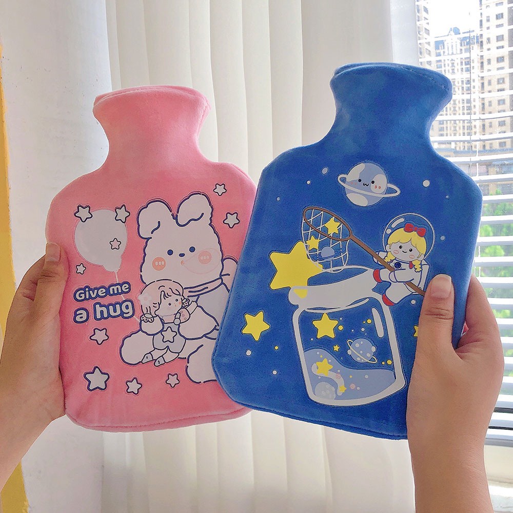 Túi sưởi chườm nóng đau bụng kinh cho nữ 1000ml, Túi chườm ấm bụng giữ nhiệt có lớp nhung mềm mại