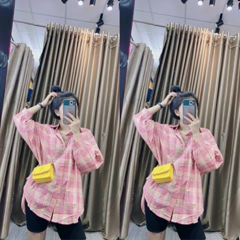 Áo sơ mi caro  Form rộng .