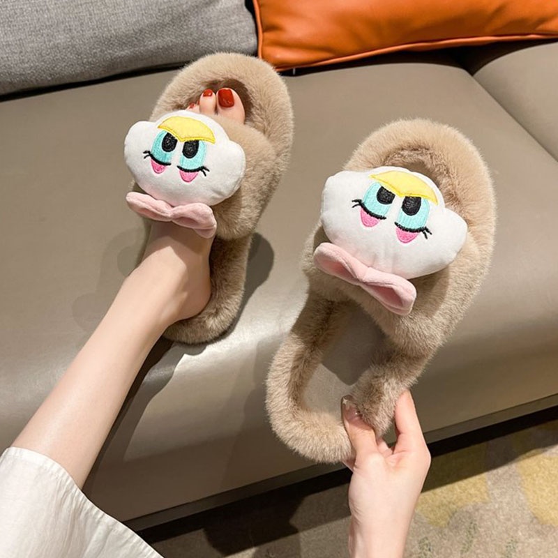 Dép Bông Đi Trong Nhà Giữ Ấm Mùa Thu Đông Phong Cách Hàn Quốc Dễ Thương Dành Cho Nữ