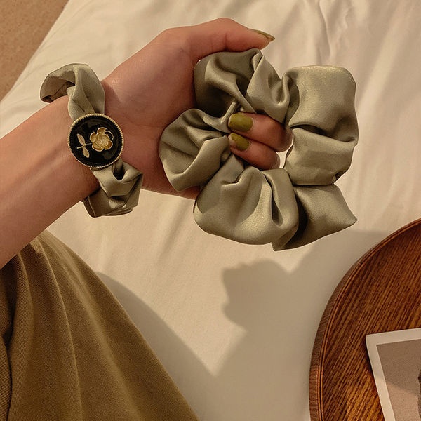 Dây Cột Tóc Màu Xanh Lá Cây Phong Cách Pháp Thời Trang Mùa Hè Mới Cho Nữ