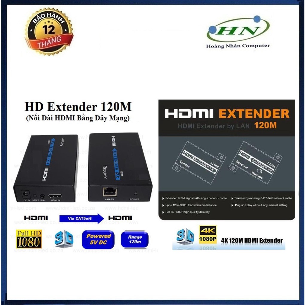 Nối Dài HDMI bằng Dây LAN 120m HD Extender 120M