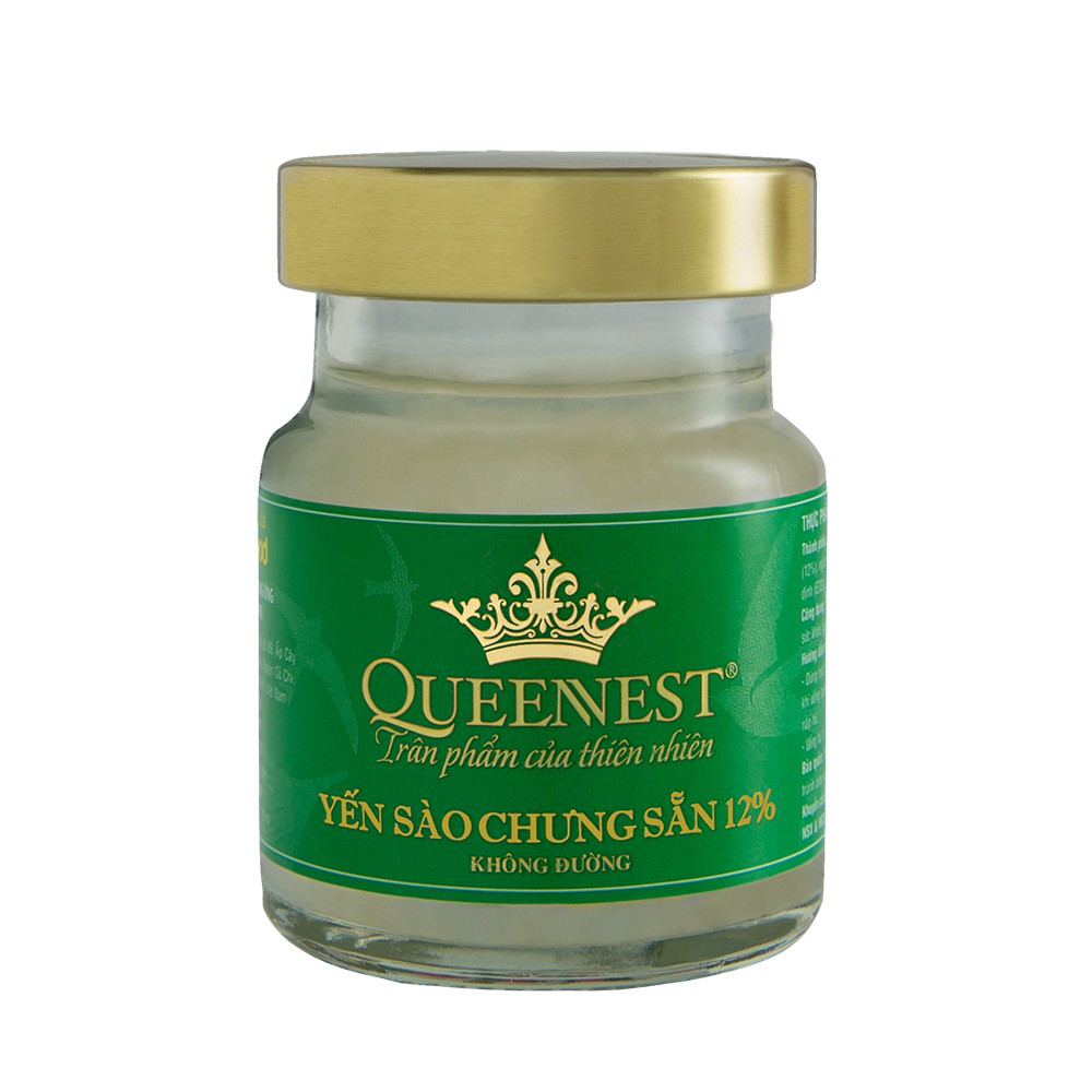 Yến sào chưng sẵn QUEENNEST 12% Không đường (Hộp 6 Hũ x 70ml)