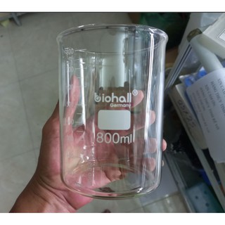 Cốc đốt thủy tinh chịu nhiệt 800ml biohall Germany.