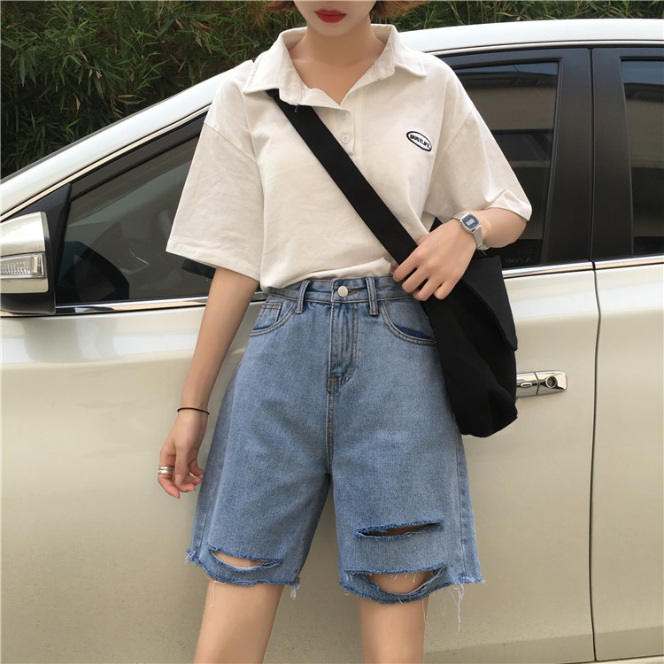 [Bán chạy + video ] Quần shorts jean nữ lưng cao Ulzzang QLJ52