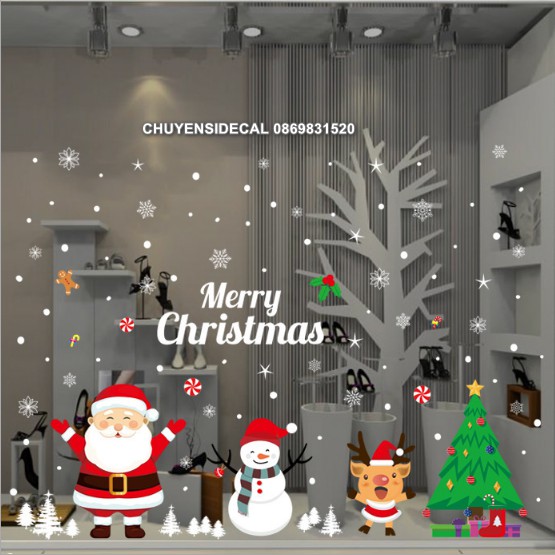 Decal Trang Trí Noel Hai Mặt Hít Tĩnh Điện Không Dơ Kính- NOEL nhộn nhịp vui tuyết
