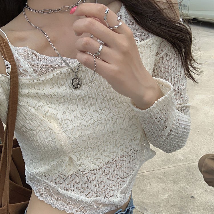 Áo Kiểu Tay Dài Trễ Vai Phối Ren Thời Trang Cho Nữ | BigBuy360 - bigbuy360.vn