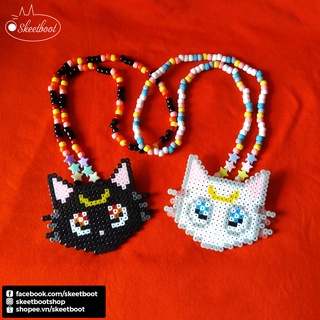 Vòng perler mèo CÓ ĐÈN LED - vòng kandi Sailor Moon Luna Artemis - vòng cổ kandi phụ kiện rave DJ EDM festival raver