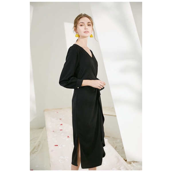 Váy đầm nữ thiết kế cổ tim xẻ tà Gemmi fashion, DK8376