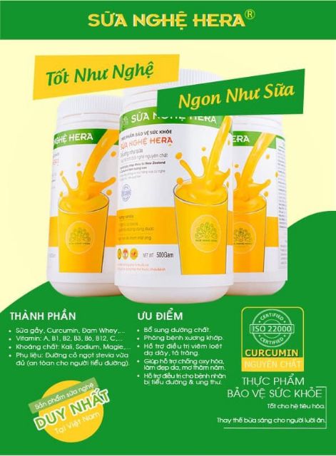 Sữa nghệ Hera 500g - Hỗ trợ điều trị đau bao tử,  tốt cho phụ nữ sau sinh người cần phục hồi sức khoẻ | BigBuy360 - bigbuy360.vn