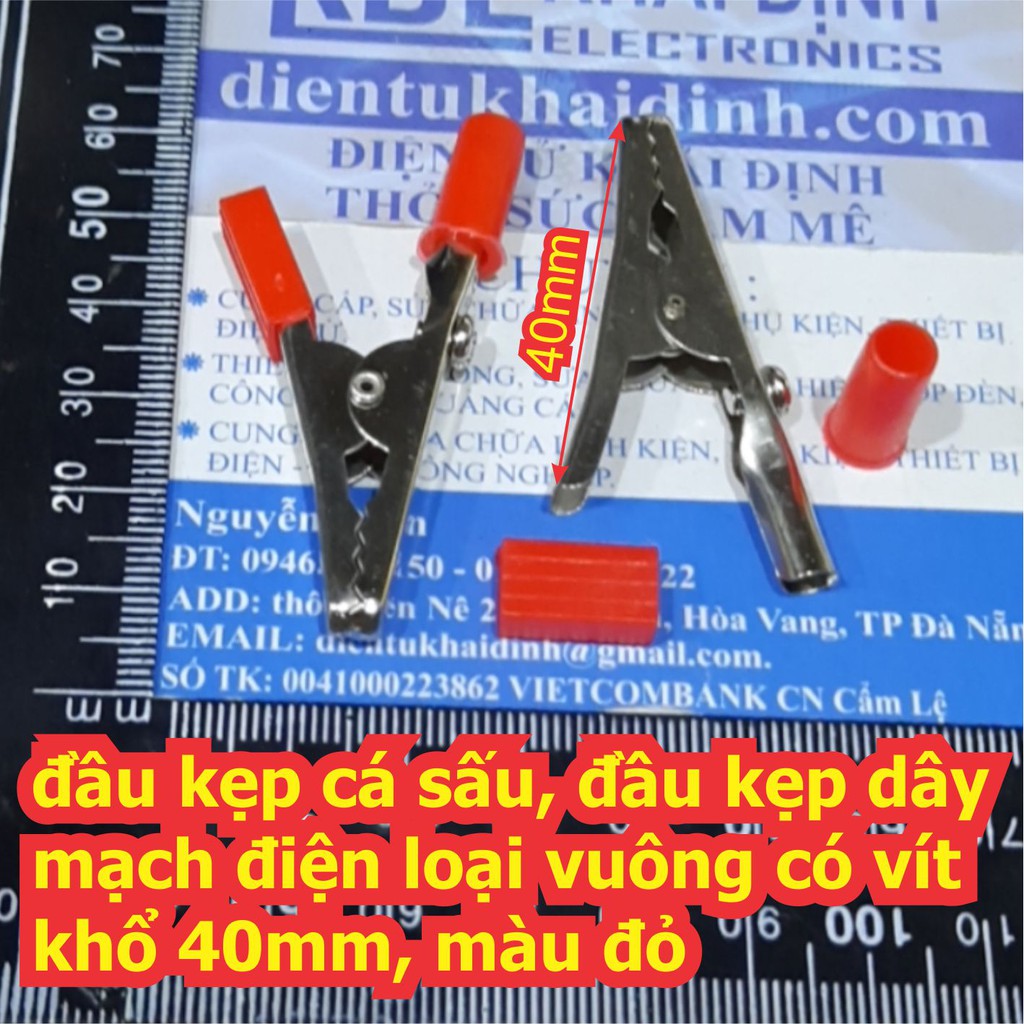 10 cái đầu kẹp cá sấu kẹp dây mạch điện loại vuông có vít khổ 40mm loại không vít 26mm 30mm 45mm màu đen / đỏ kde6766