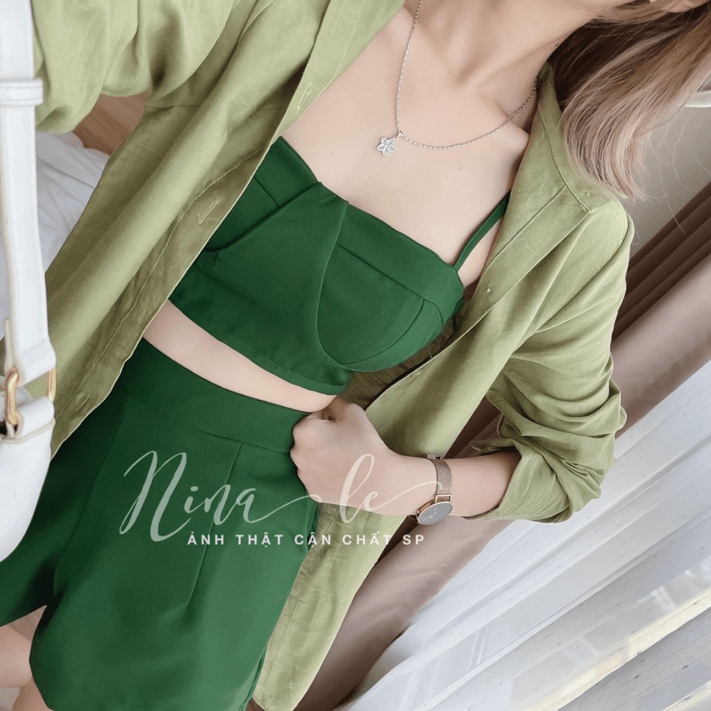 SÉT BỘ SƠ MI PHỐI ÁO LÓT TRONG ĐI BIỂN SIÊU HOT NHIỀU MÀU SẮC H.H.P