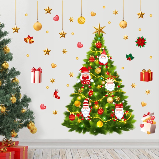 Decal dán tường Cấy thông Noel xanh lớn