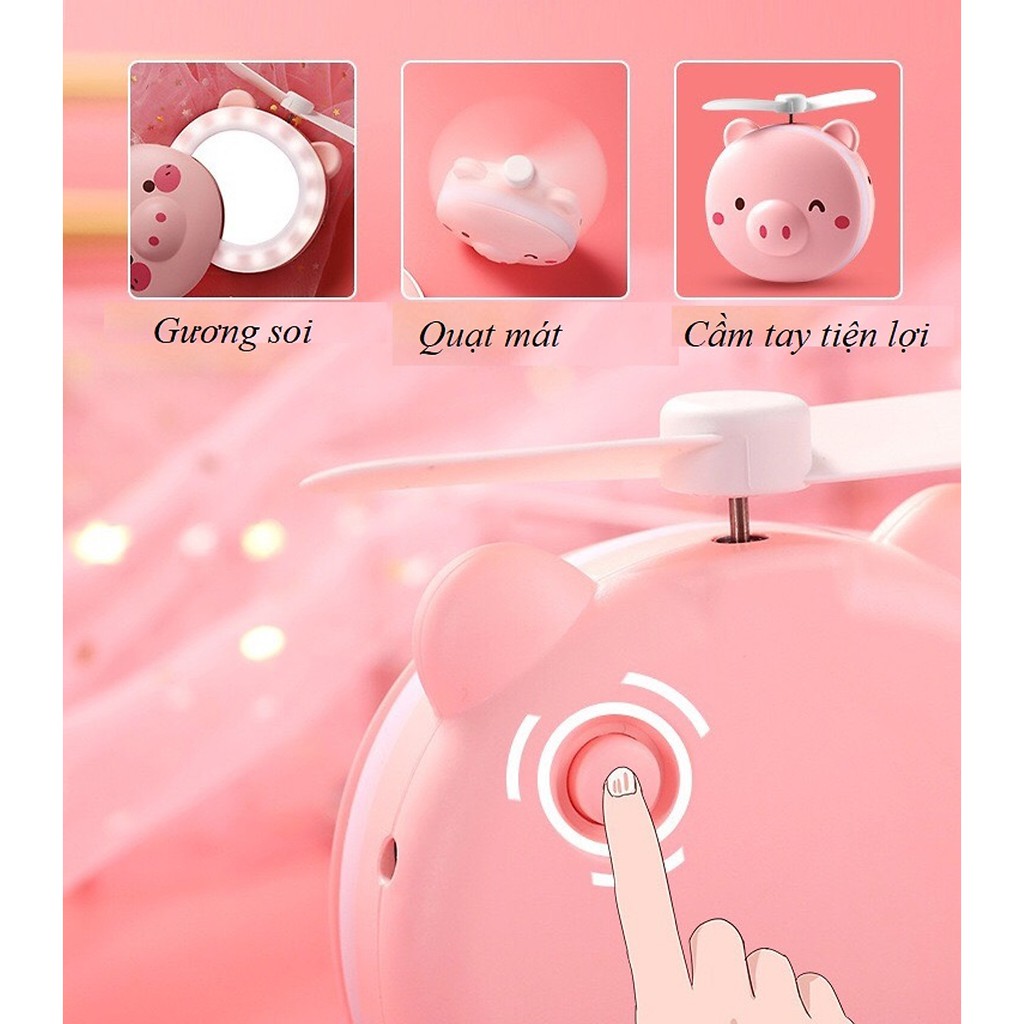 Quạt tích điện cầm tay mini hình con heo 3 in 1 hàng chính hãng BH 12 tháng | BigBuy360 - bigbuy360.vn
