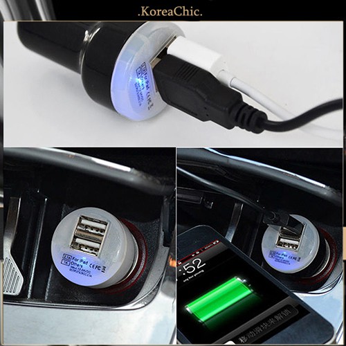 Tẩu sạc 2 cổng USB 5v 2.1a/1a dành cho điện thoại thông minh
