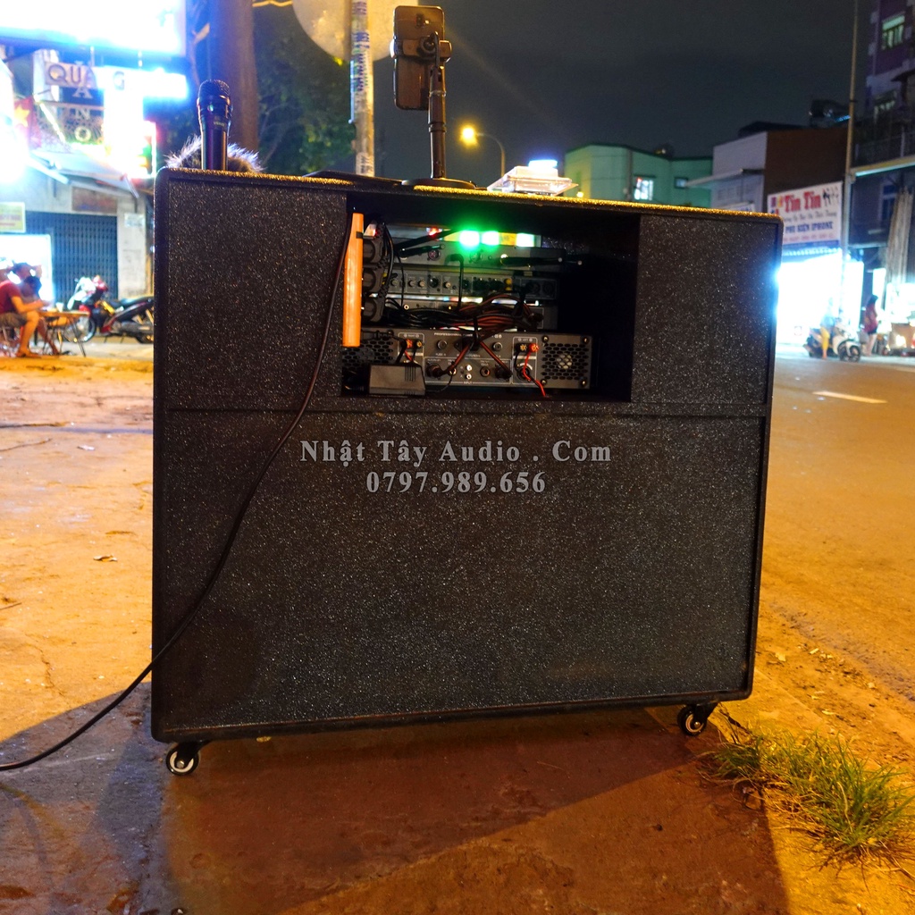 Thùng Loa Kéo Điện NT 1006 Pro, Dàn âm thanh karaoke di động công suất lớn, Loa kéo bass đôi 40 cao cấp