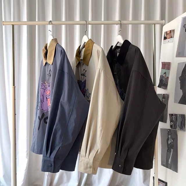FREESHIP 50K - Áo Khoác KAKI SIMPLE JACKET In Hình Hoạt Hình Unisex