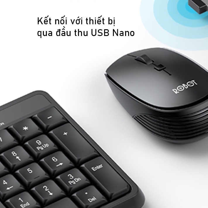 Bộ Bàn Phím Và Chuột Không Dây ROBOT KM3100 Thích Hợp Dùng Cho Laptop, Máy Tính, PC - Bảo Hành 12 Tháng Chính Hãng