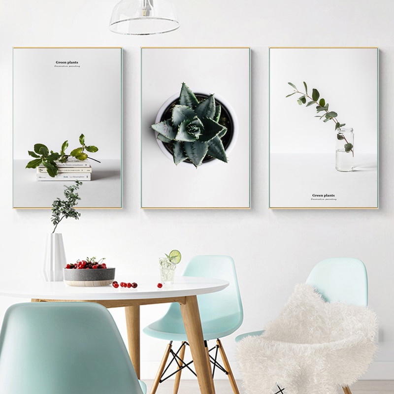 Tranh Vải Bạt Treo Tường In Hình Lá Cây Nhiệt Đới Đơn Giản Phong Cách Bắc Âu Trang Trí Phòng Khách