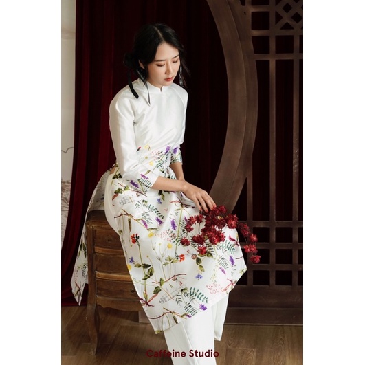 Áo dài cách tân chất liệu Tafta dành cho nữ Caffeine Studio - Áo dài Vườn Xuân