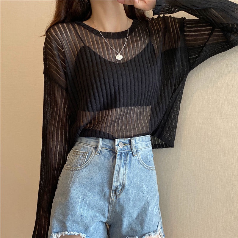 Áo Sơ Mi Tay Dài Dáng Rộng Thiết Kế Lỗ Lưới Chống Nắng Phong Cách Hàn Quốc Thời Trang Mới Cho Nữ