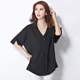 Áo voan kiểu sơ mi tay lỡ size ngoại cỡ 85-95kg màu hồng, xanh, đen