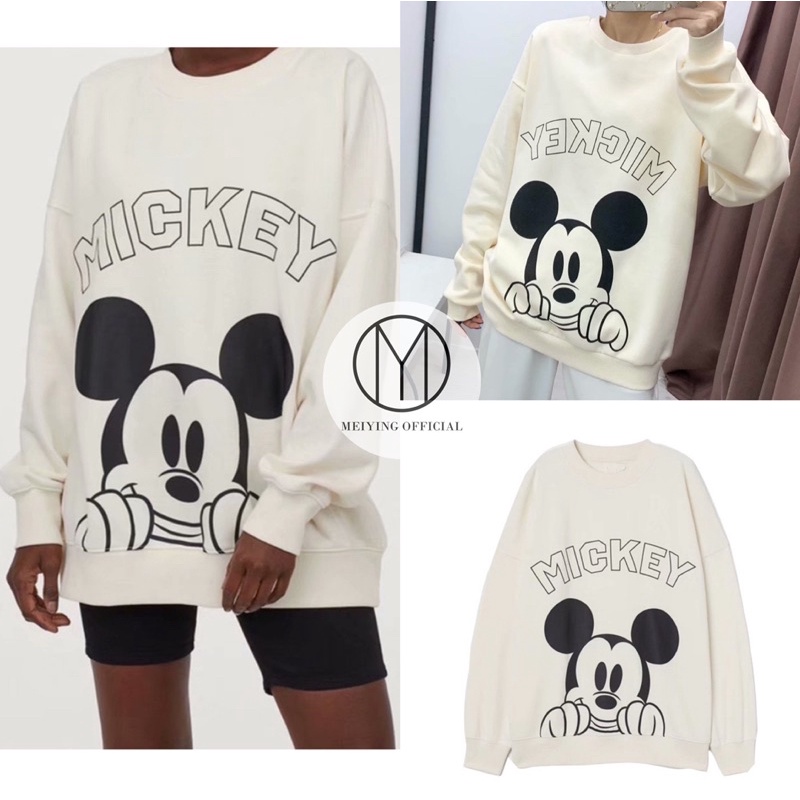 Áo nỉ sweater (ảnh thật, video). Áo sweater form rộng hình mickey cho nữ Zara tuồn | BigBuy360 - bigbuy360.vn