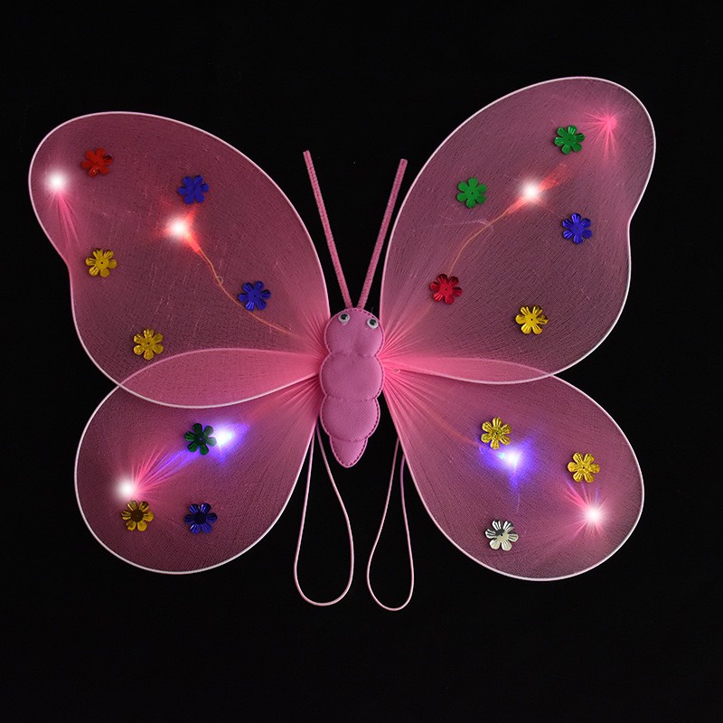 [Hàng đẹp, có đèn] Đồ chơi cánh bướm kép CÓ ĐÈN kèm bờm gậy phép KHÔNG VÁY giá rẻ cho bé chơi Trung thu