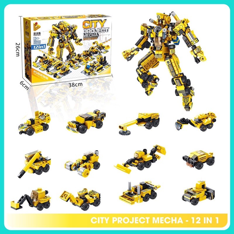 Bộ xếp hình Lego PanlosBrick 633008 mô hình Robot Mecha 12 kiểu lắp ráp ghép hình giúp trẻ phát triển trí tuệ