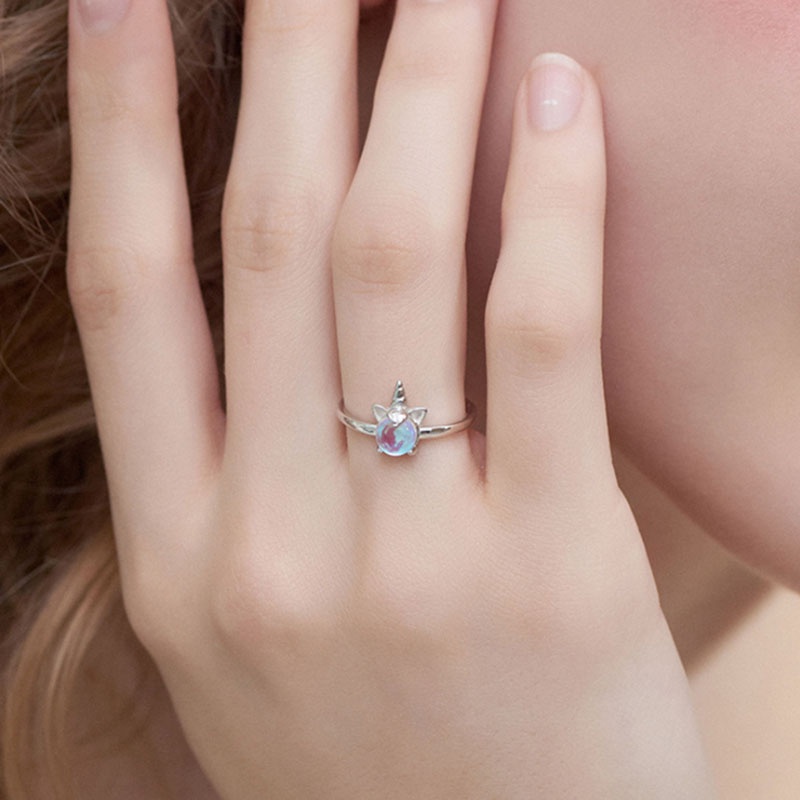 Nhẫn hở phối hình kỳ lân đính pha lê thời trang quyến rũ Hàn Quốc cho nữ