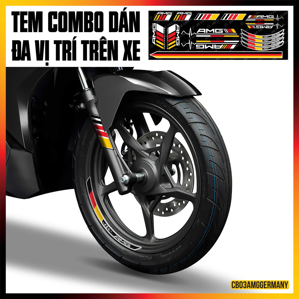 Tem Dán Đa Vị Trí Xe Máy Mẫu AMG Đức | 2CB03AMGGERMANY | Decal Dán Xe Máy, Xe Điện