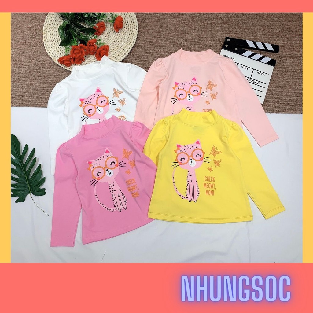 9-22kg Áo thu đông BB angel chất liệu cotton sài gòn hình mèo đốm đeo kính đáng yêu