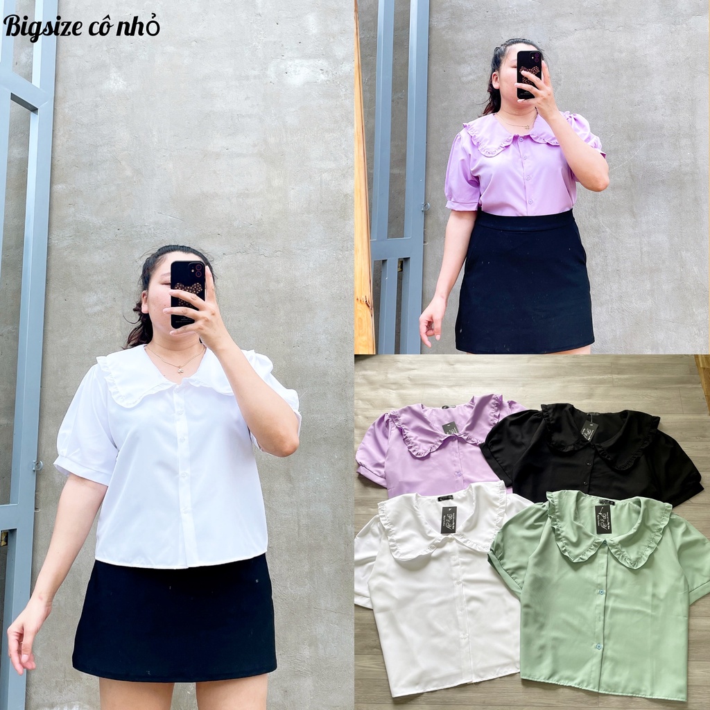 Áo Sơ Mi Nữ Bigsize Cổ Sen,Áo Sơ Mi Kiểu Lên Phom Xinh Chất Vải Loại 1 MÃ CỔ SEN