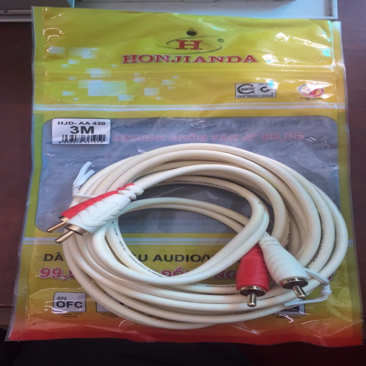 Dây AV 4 đầu HJD 3m Màu Đồng Nguyên Chất - HÀNG CHÍNH HÃNG