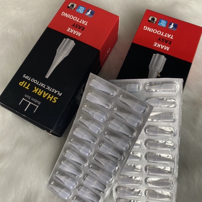 Ngòi nhựa thương hiệu Cá Mập Shark Tip dùng cho máy phun xăm thần thánh, ngòi nhựa máy phun xăm thần thánh