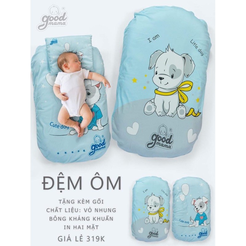 ĐỆM ÔM BÉ NẰM CAO CẤP GOODMAMA [VỎ ĐỆM THÁO RỜI]