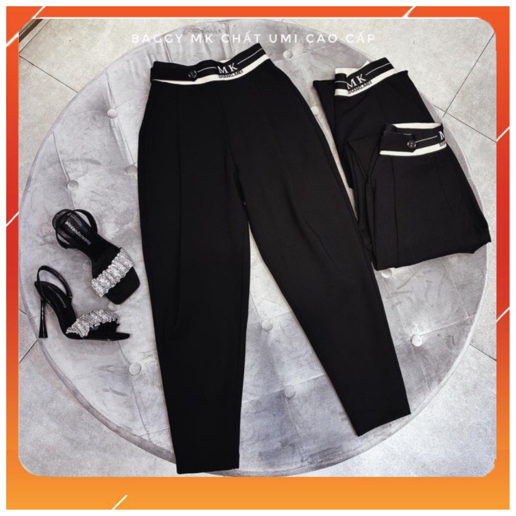 Quần baggy nữ cạp chữ M, quần nữ cạp chun/ quần baggy công sở vải Umi hàn - Xưởng May ThuVu