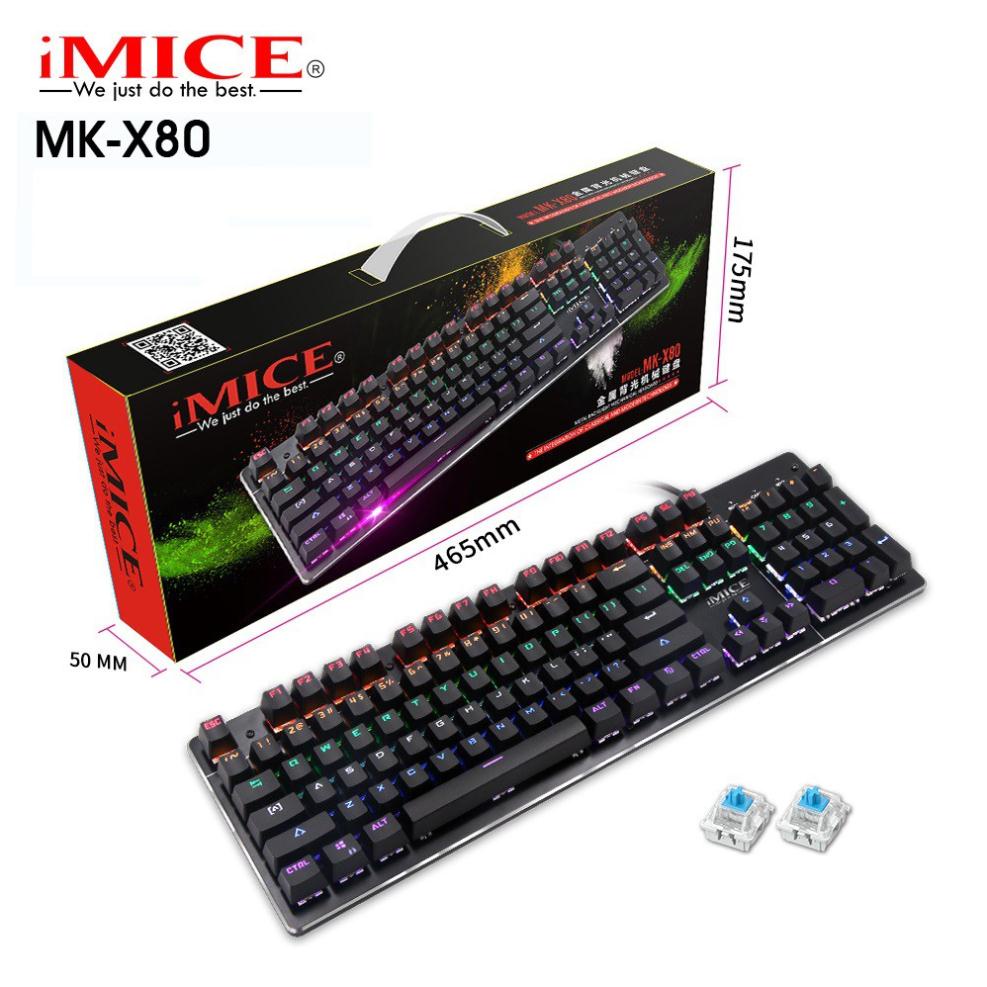 S   BÀN PHÍM CƠ CHUYÊN GAME IMICE MK-X80 10 CHẾ ĐỘ ĐỔI MÀU LED