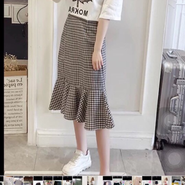 Đầm caro đuôi cá