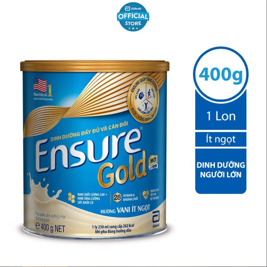 Sữa bột Ensure Gold Ít ngọt (HMB) 400g