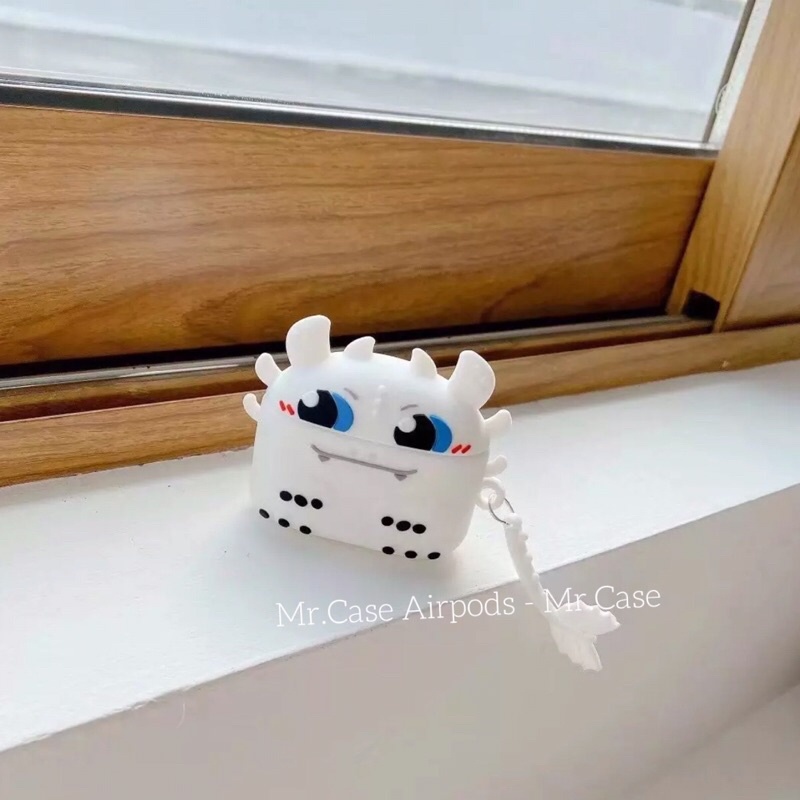 Case Airpods 1/2 /Pro/Ap3 Vỏ Ốp Tai Nghe Nhựa Dẻo Hình Case Rồng Răng Súng Trắng Đen - Mr.Case AirPods