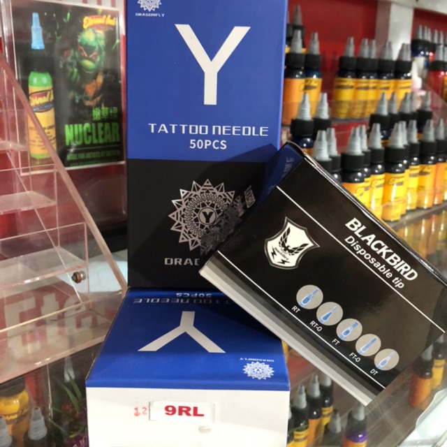 50 kim xăm tattoo 9RL kèm ngòi nhựa dẫn kim