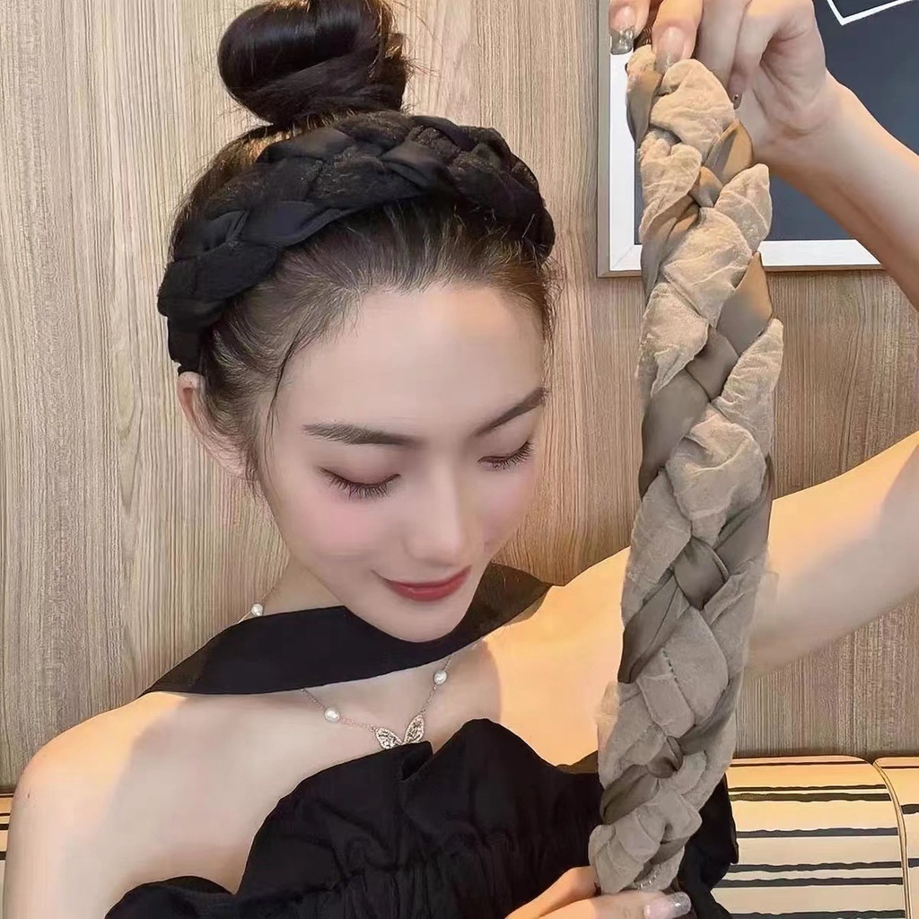 Băng Đô Vải Lưới Xoắn Tăng Chiều Cao Thời Trang Thu Đông Phong Cách Hàn Quốc Cho Nữ