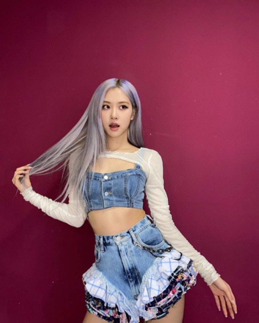 Set Rose Blackpink cao cấp - Áo croptop bò 2 dây và quần short bò denim cách điệu Ulzzang siêu chất ❤️