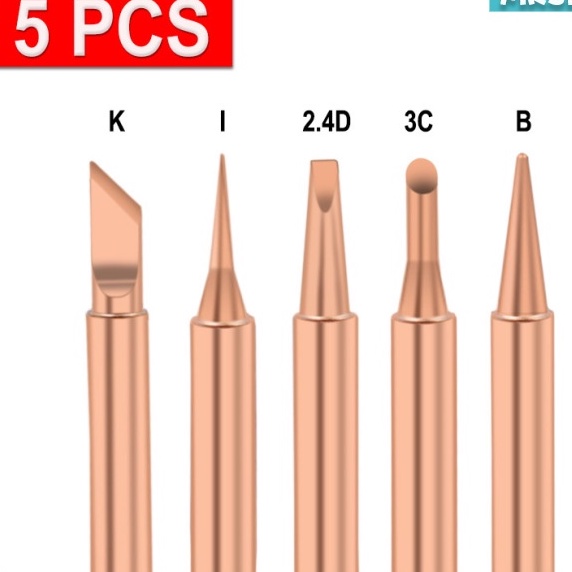 Set 5 Đầu Hàn 900M Bằng Đồng Nguyên Chất Không Chứa Chì Cho Công Cụ Hàn 936