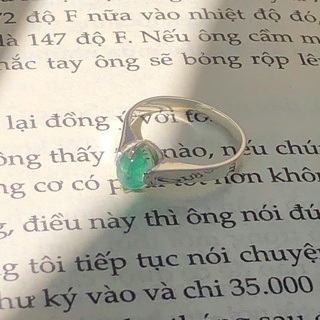Nhẫn bạc emerald cho nữ size 12