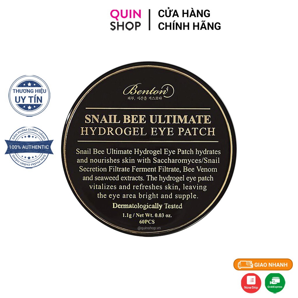 Miếng Dán Giảm Thâm Mắt Benton Snail Bee Ultimate Hydrogel Eye Patch