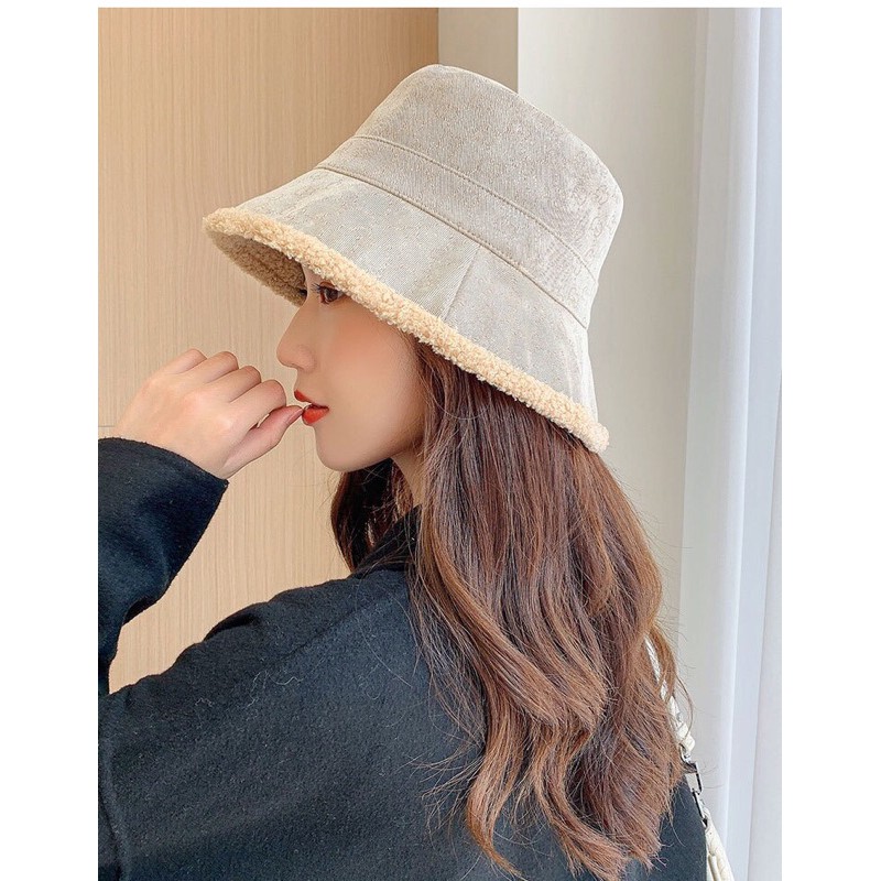 [211] Mũ bucket dạ lót lông cừu