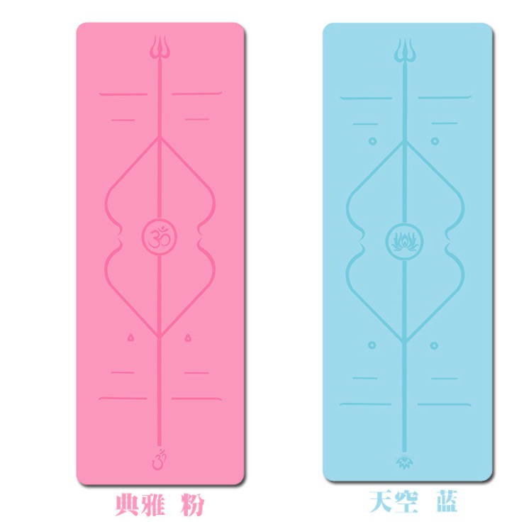 Thảm Tập Yoga Định Tuyến 5mm Cao Su PU Cao Cấp Queensport+ Túi Đựng + Dây Buộc