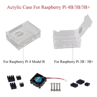 Hộp đựng acrylic trong suốt có quạt làm mát + bộ tản nhiệt nhôm đồng cho raspberry pi 4b / 3b / 3b +